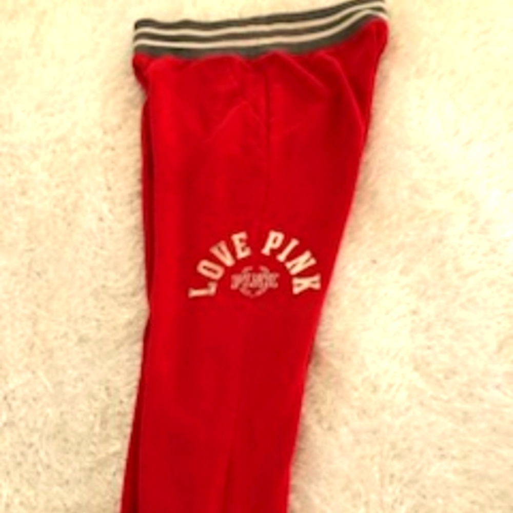 Pink Victoria secret red jogger sweatpants